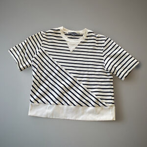 Timo Weiland NYC Short Sleeve Sweater Shirt Black & White Striped‎ Women’s S